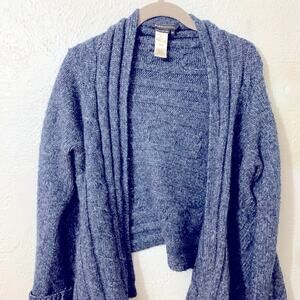 BCBG cable-knit navy blue wrap sweater size M/L